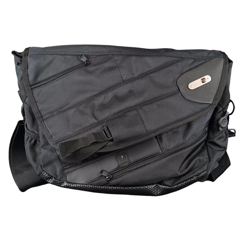 FUL Powerbag‎ Charging Messenger Bag Black Silver Tech Travel Work